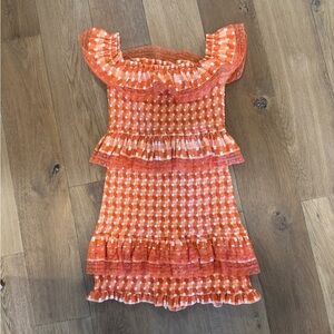 Tularosa Orange and White Mini Dress